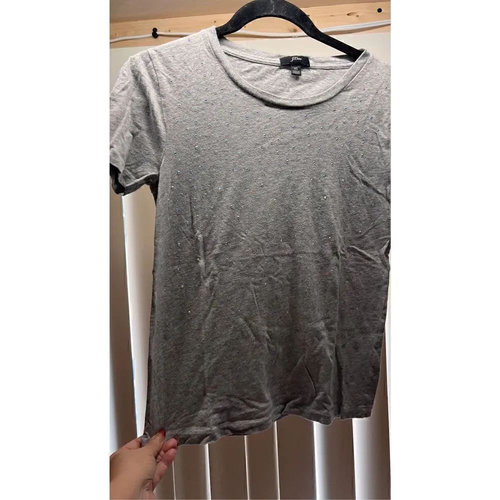 J.Crew Women's Crew Neck Cotton Short Sleeve Pullover Shirt Casual Gray Size XS